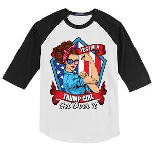 Yes I'm A Trump Girl Get Over It Pro Republican Kids Colorblock Raglan Jersey