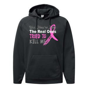 Yes They're Are Fake The Real Ones Tried To Kill Me Performance Fleece Hoodie