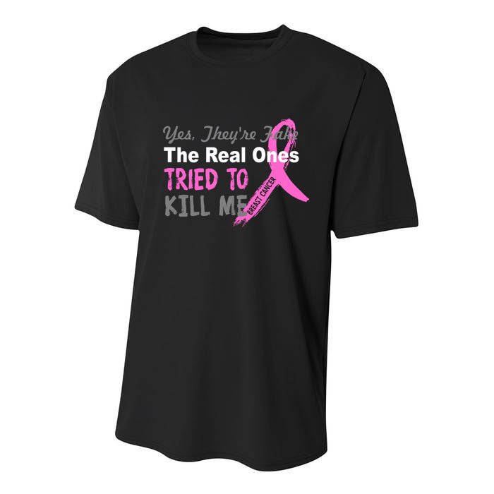 Yes They're Are Fake The Real Ones Tried To Kill Me Youth Performance Sprint T-Shirt