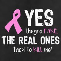 Yes They're Fake Funny Breast Cancer Beanie
