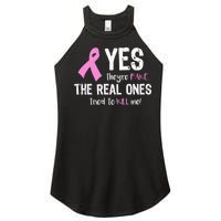 Yes They're Fake Funny Breast Cancer Women’s Perfect Tri Rocker Tank