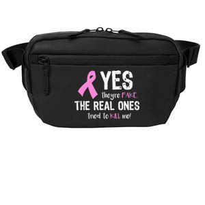 Yes They're Fake Funny Breast Cancer Crossbody Pack