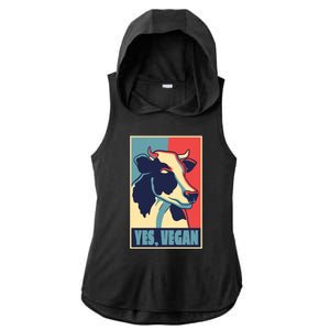 Yes Vegan Cow Ladies PosiCharge Tri-Blend Wicking Draft Hoodie Tank