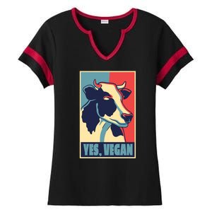 Yes Vegan Cow Ladies Halftime Notch Neck Tee