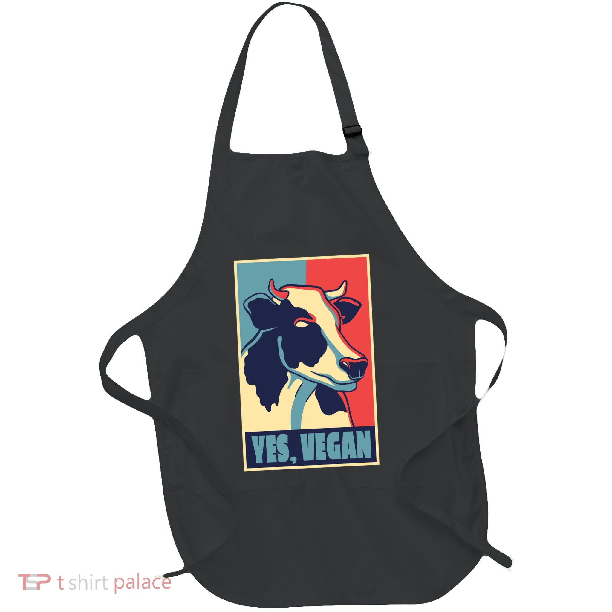 Yes Vegan Cow Full-Length Apron With Pockets