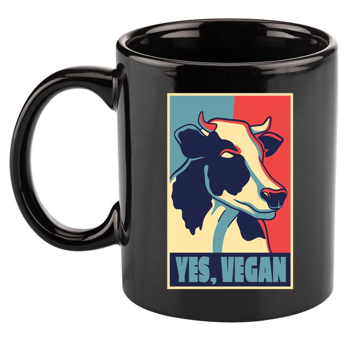 Yes Vegan Cow 11oz C Handle Ceramic Mug