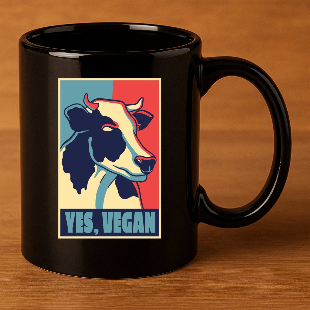 Yes Vegan Cow 11oz C Handle Ceramic Mug