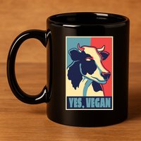 Yes Vegan Cow 11oz C Handle Ceramic Mug