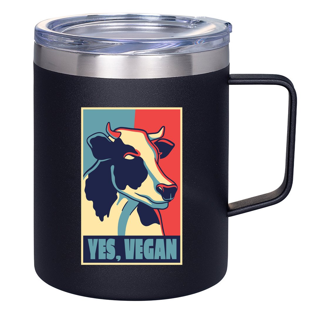 Yes Vegan Cow 12oz Stainless Steel Coffee Mug