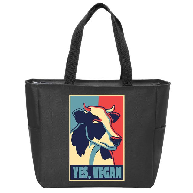 Yes Vegan Cow Zip Tote Bag
