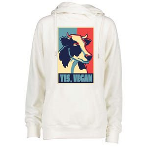 Yes Vegan Cow Womens Funnel Neck Pullover Hood