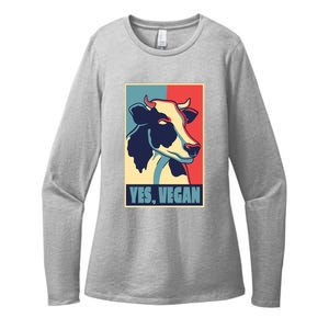 Yes Vegan Cow Womens CVC Long Sleeve Shirt