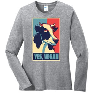 Yes Vegan Cow Ladies Long Sleeve Shirt