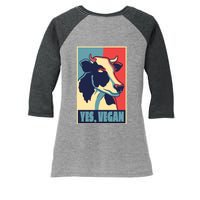 Yes Vegan Cow Women's Tri-Blend 3/4-Sleeve Raglan Shirt