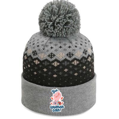 Yes Women Can Floral The Baniff Cuffed Pom Beanie