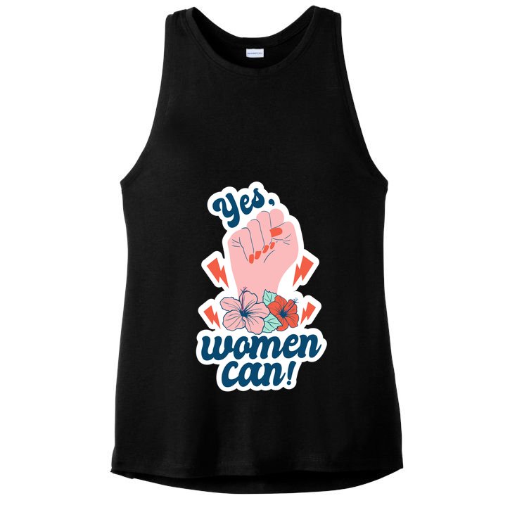 Yes Women Can Floral Ladies PosiCharge Tri-Blend Wicking Tank