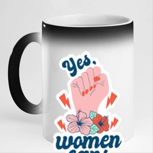 Yes Women Can Floral 11oz Black Color Changing Mug