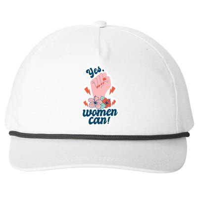 Yes Women Can Floral Snapback Five-Panel Rope Hat