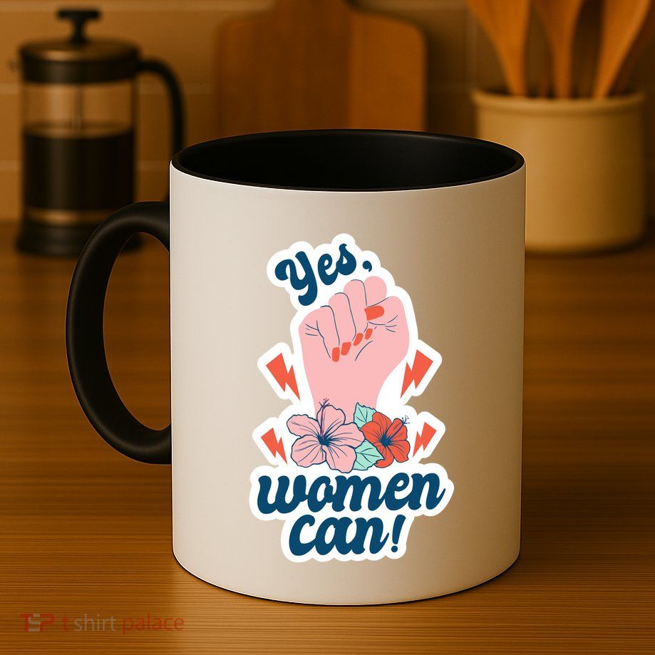 Yes Women Can Floral Mug