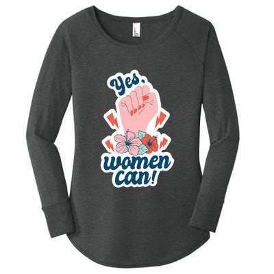 Yes Women Can Floral Women's Perfect Tri Tunic Long Sleeve Shirt