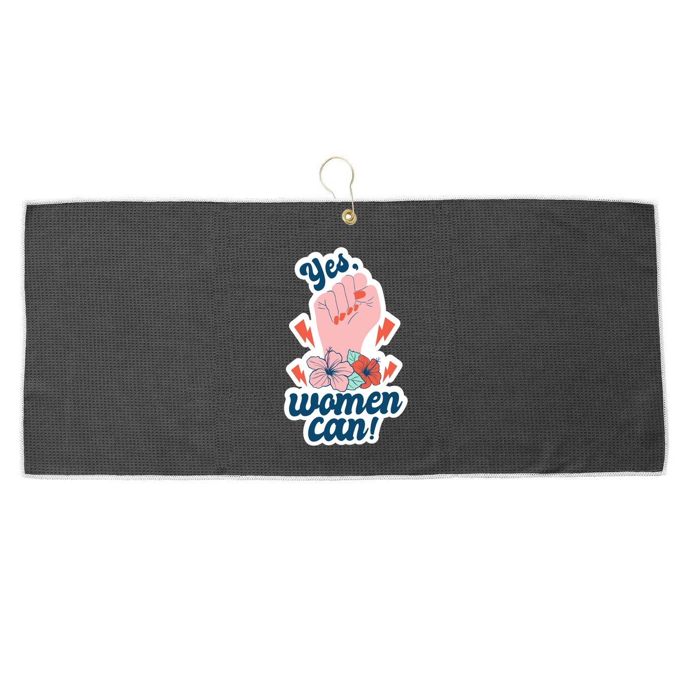 Yes Women Can Floral Large Microfiber Waffle Golf Towel