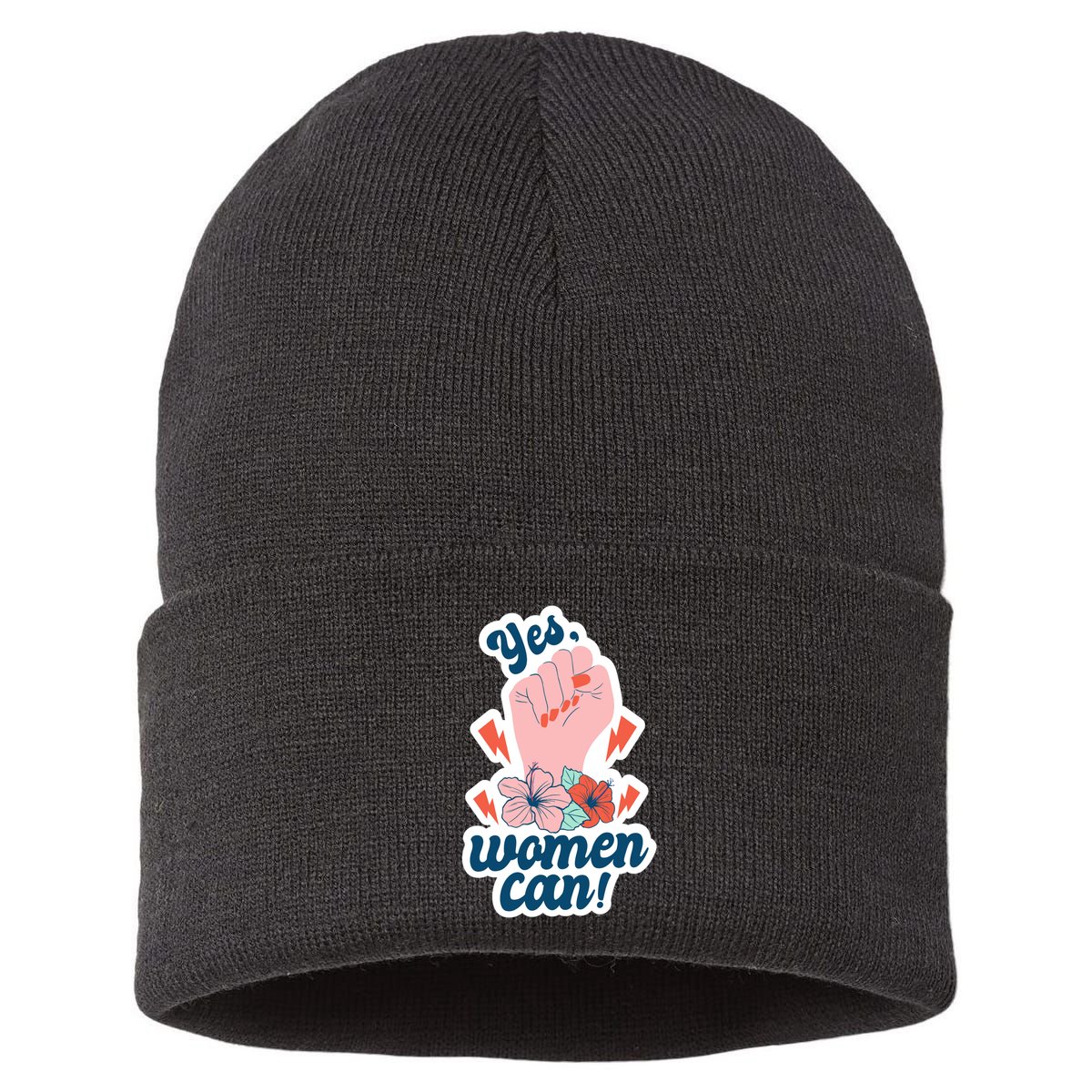 Yes Women Can Floral Sustainable Knit Beanie