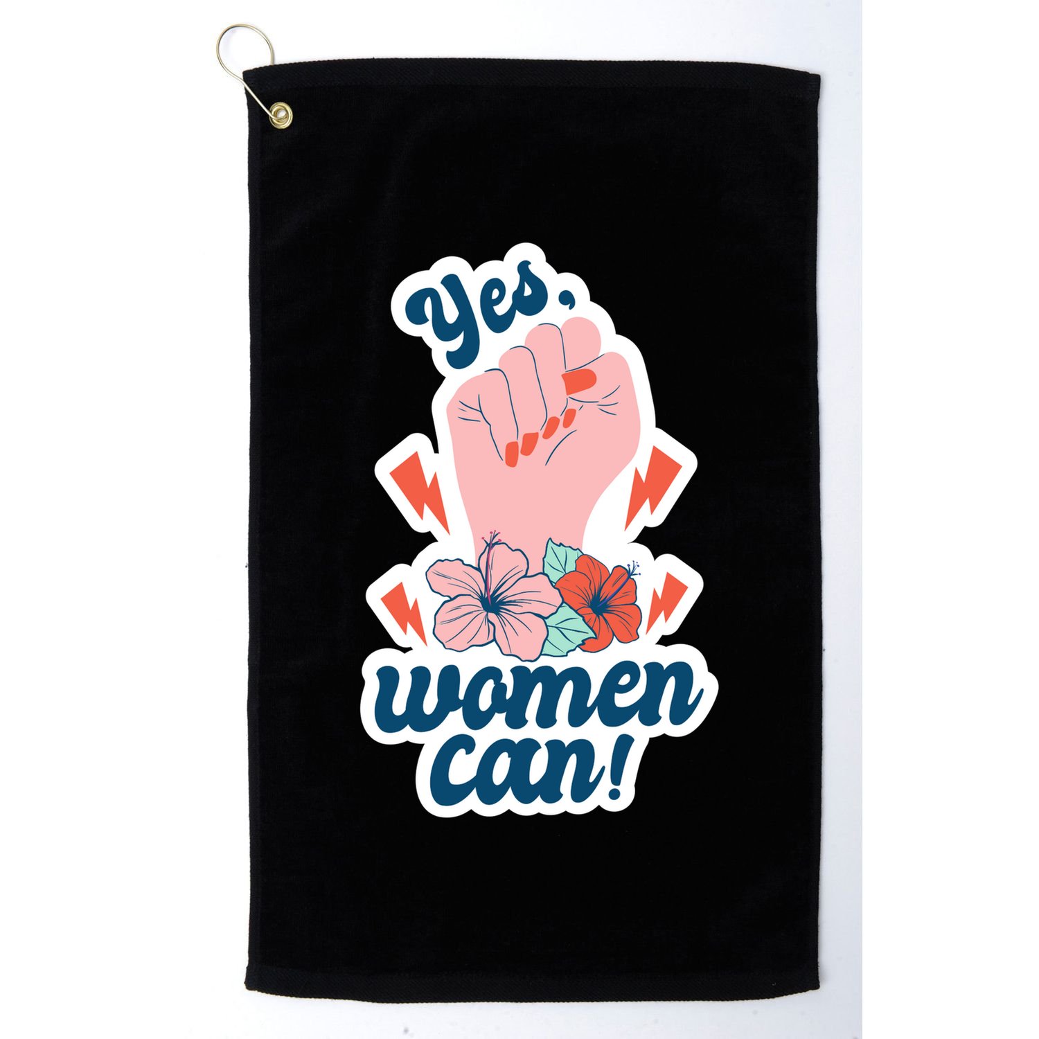 Yes Women Can Floral Golf Towel