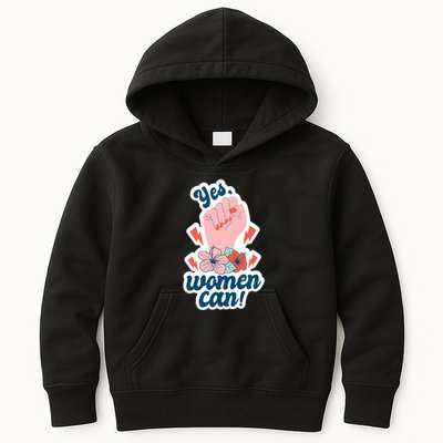 Yes Women Can Floral Kids Hoodie