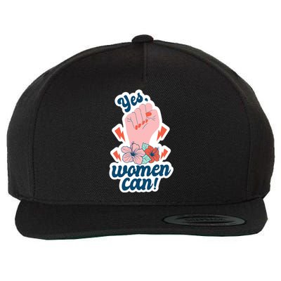 Yes Women Can Floral Wool Snapback Cap