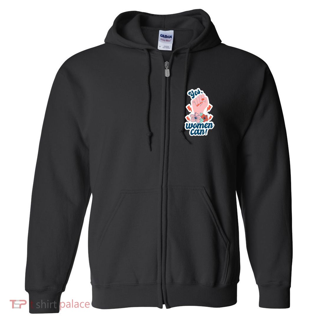 Yes Women Can Floral Full Zip Hoodie