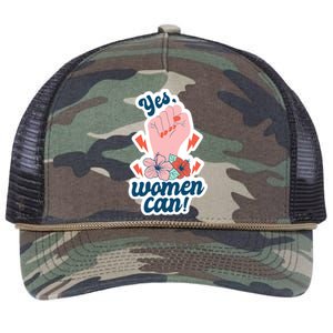 Yes Women Can Floral Retro Rope Trucker Hat Cap