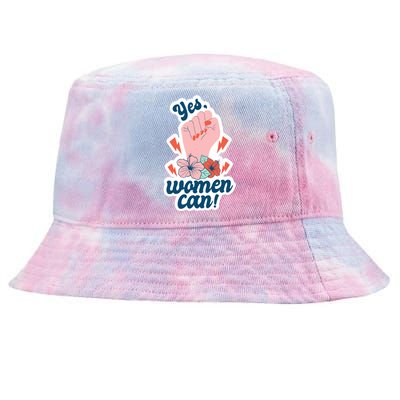 Yes Women Can Floral Tie-Dyed Bucket Hat