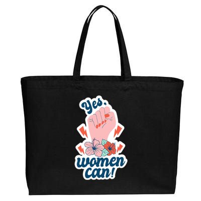 Yes Women Can Floral Cotton Canvas Jumbo Tote