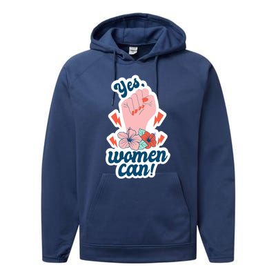 Yes Women Can Floral Performance Fleece Hoodie