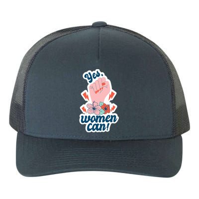 Yes Women Can Floral Yupoong Adult 5-Panel Trucker Hat