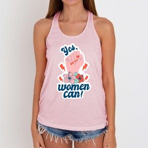 Yes Women Can Floral Women's Knotted Racerback Tank