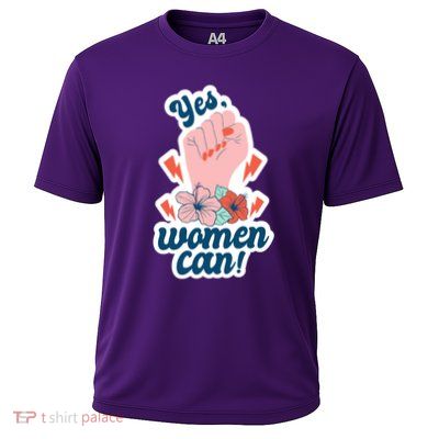 Yes Women Can Floral Cooling Performance Crew T-Shirt