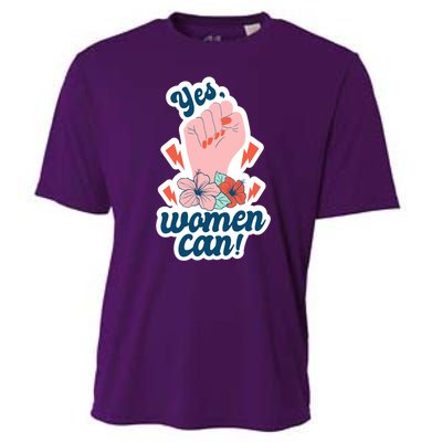 Yes Women Can Floral Cooling Performance Crew T-Shirt