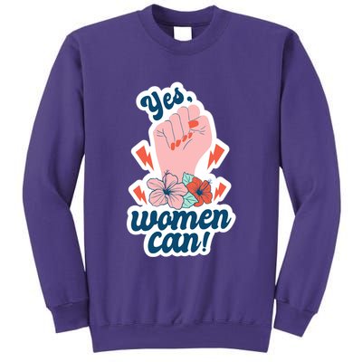 Yes Women Can Floral Sweatshirt