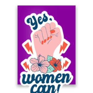 Yes Women Can Floral Poster