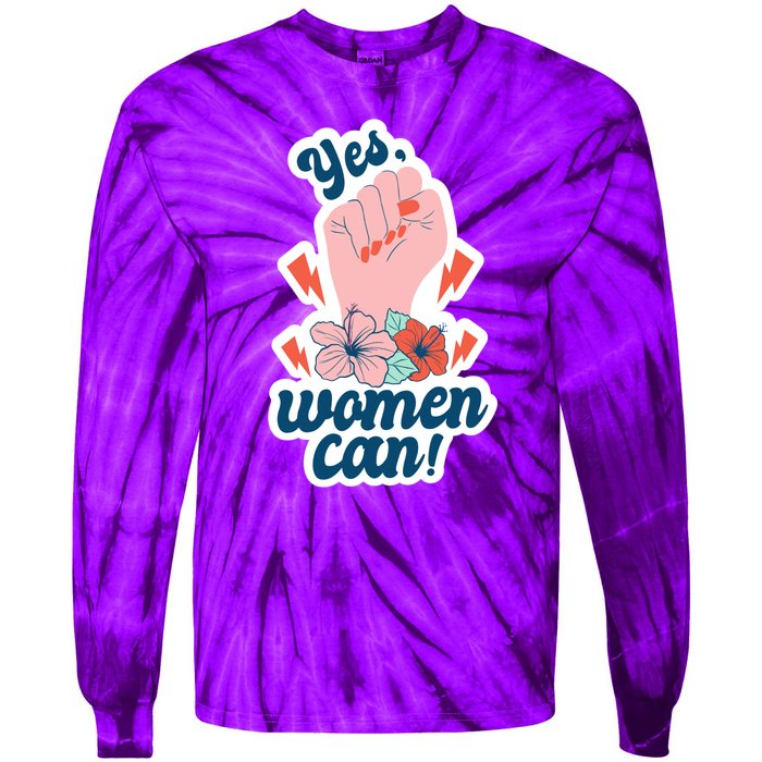 Yes Women Can Floral Tie-Dye Long Sleeve Shirt