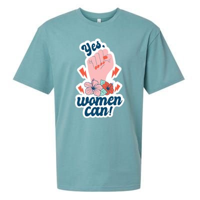 Yes Women Can Floral Sueded Cloud Jersey T-Shirt