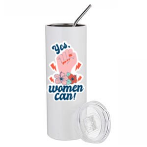 Yes Women Can Floral Stainless Steel Tumbler