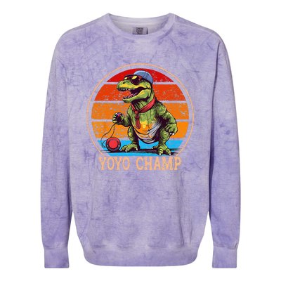 YoYo For Adults And Kids Retro Sunset Trex YoYo Colorblast Crewneck Sweatshirt