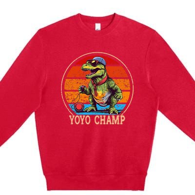 YoYo For Adults And Kids Retro Sunset Trex YoYo Premium Crewneck Sweatshirt