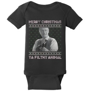 Ya Filthy Animal Tacky Merry Christmas Sweater Baby Bodysuit