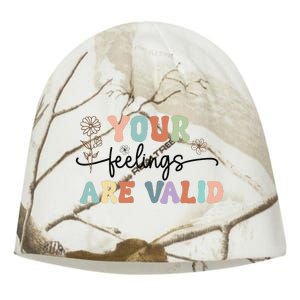 Your Feelings Are Valid Cute Retro Mental Health Awareness Kati - Camo Knit Beanie