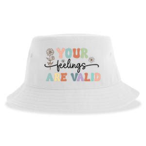 Your Feelings Are Valid Cute Retro Mental Health Awareness Sustainable Bucket Hat