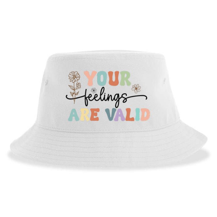 Your Feelings Are Valid Cute Retro Mental Health Awareness Sustainable Bucket Hat