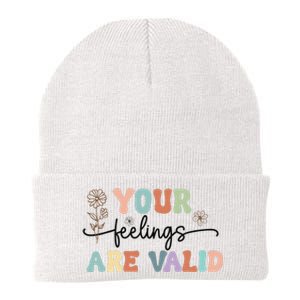 Your Feelings Are Valid Cute Retro Mental Health Awareness Knit Cap Winter Beanie